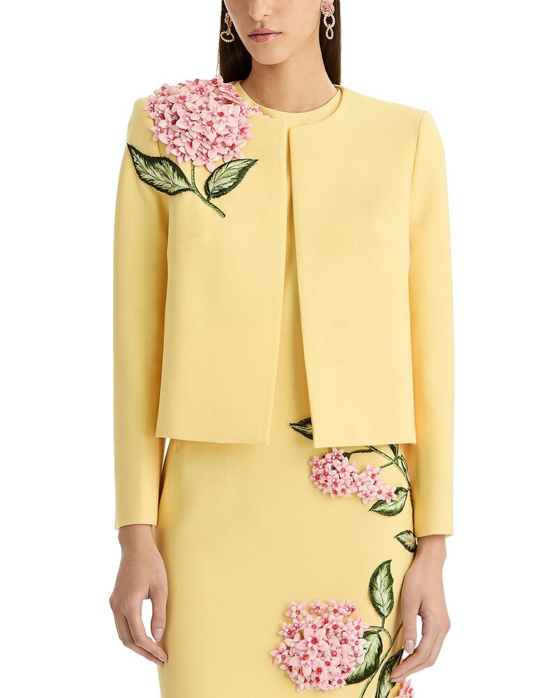 オスカー デ ラ レンタ レディース アウター ジャケット・ブルゾン 刺繍 Oscar de la Renta Embroidered Jacket Butter|ReVida 店
