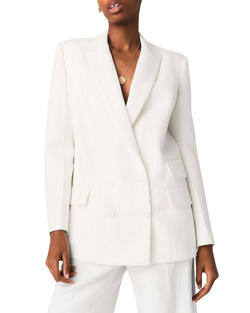 マージュ レディース アウター 上衣・上衣 Maje Double Breasted Suit Jacket White 白いこと コート・ジャケット-レディースファッション