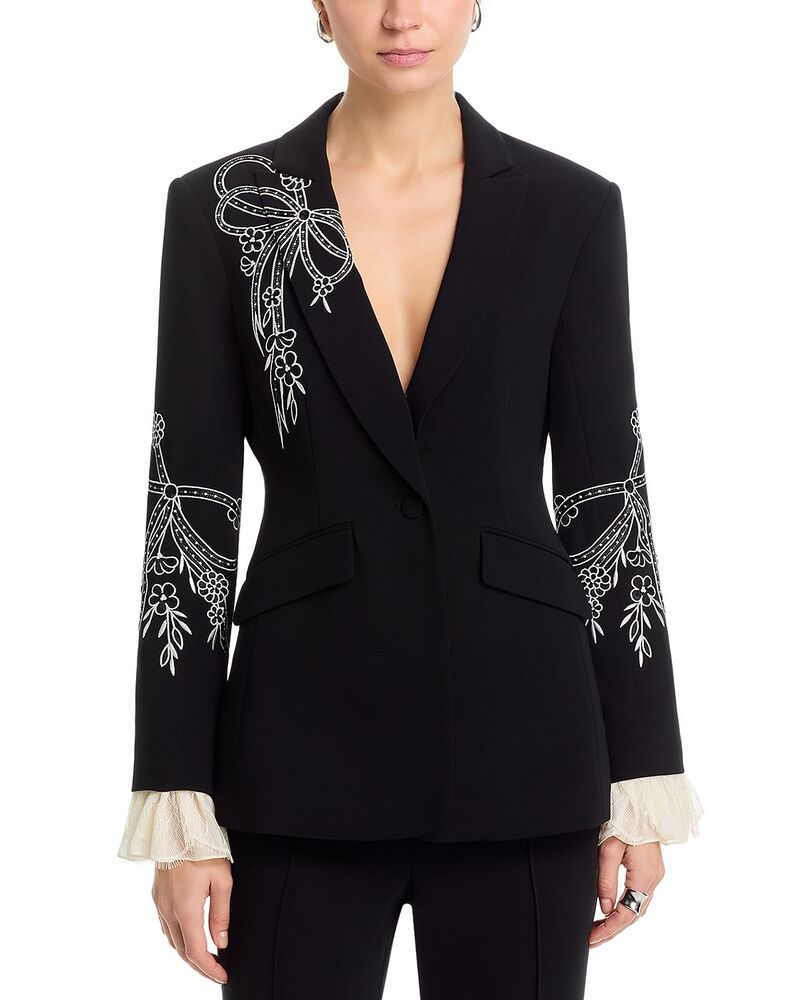 サンク セプト レディース アウター 上衣・上衣 スポーツジャケット Cinq Sept Cascading Ribbon Cheyenne Blazer Black/ivory 象牙色
