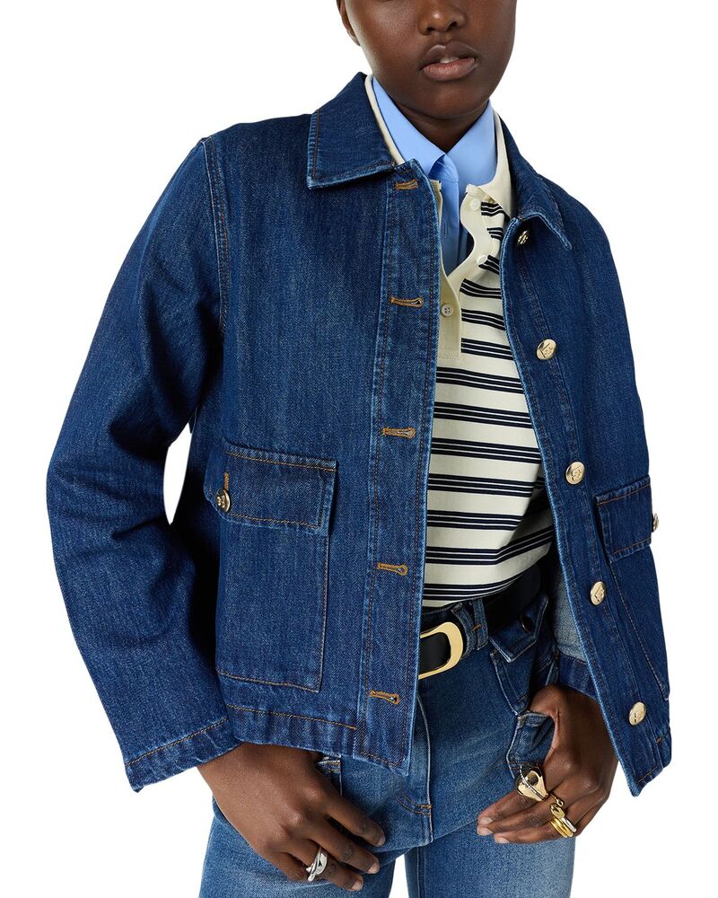 ジェラルド・ダレル レディース アウター 上衣・上衣 ジーンズ Gerardarel Taina Denim Buttoned Jacket Blue 青色 コート・ジャケット-レディースファッション
