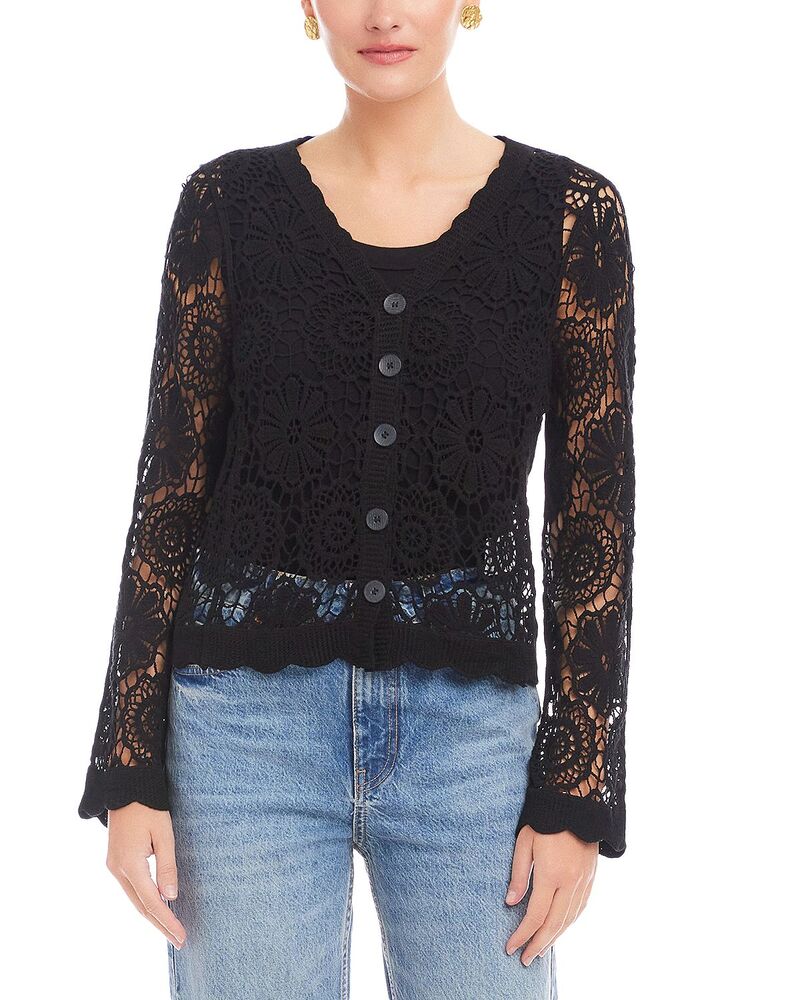 フィフティーントゥエンティ レディース アウター 上衣・上衣 Fifteen Twenty Nelly Crochet Soft Jacket Black 黒いこと