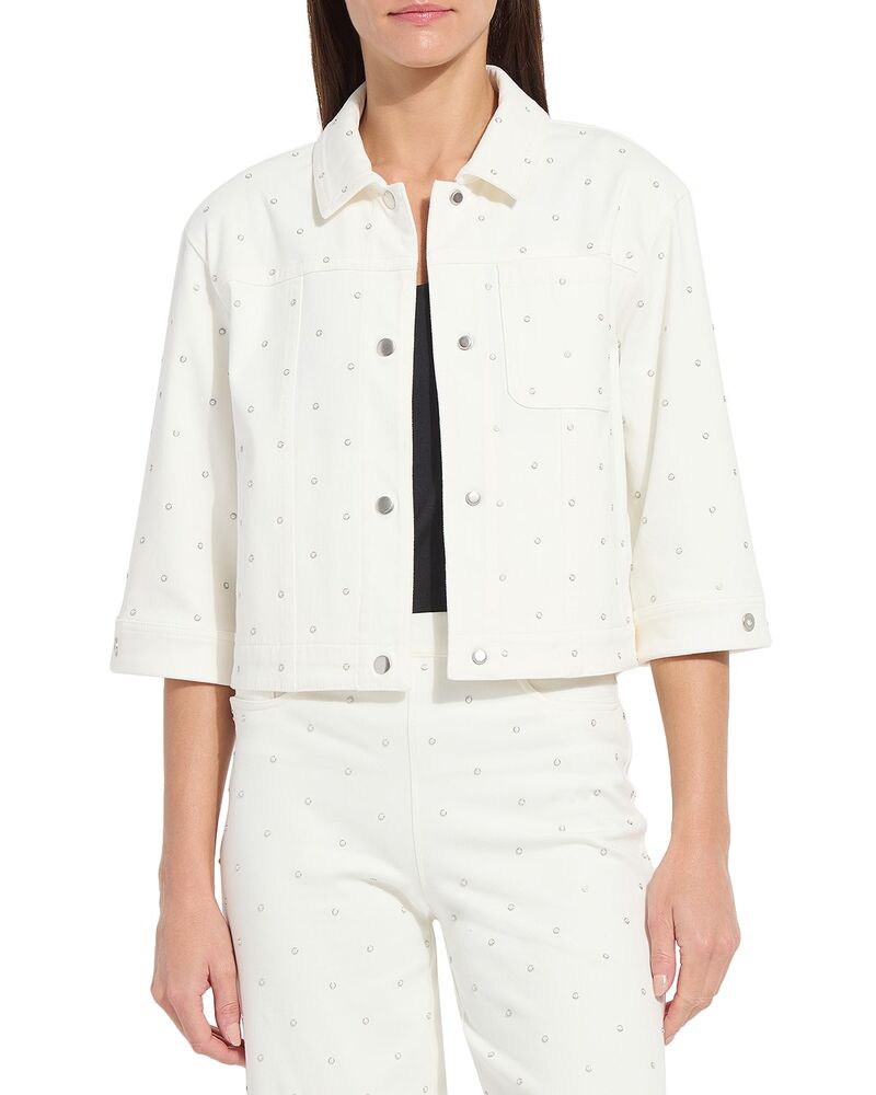 栗鼠 レディース アウター 上衣・上衣 ジーンズ Lyss Audrey Pearled Embellishedenim Jacket Ecru White 白いこと