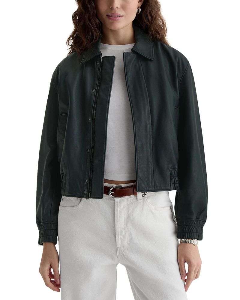 エージー レディース アウター ジャケット・ブルゾン レザー AG Lincoln Leather Bomber Jacket Dark Green グリーン｜ReVida 店