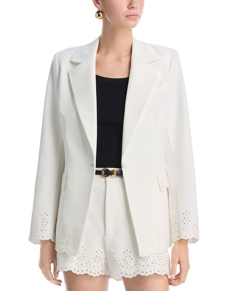 アクア レディース アウター ジャケット・ブルゾン ブレザー AQUA Eyelet Blazer - Exclusive White ホワイト