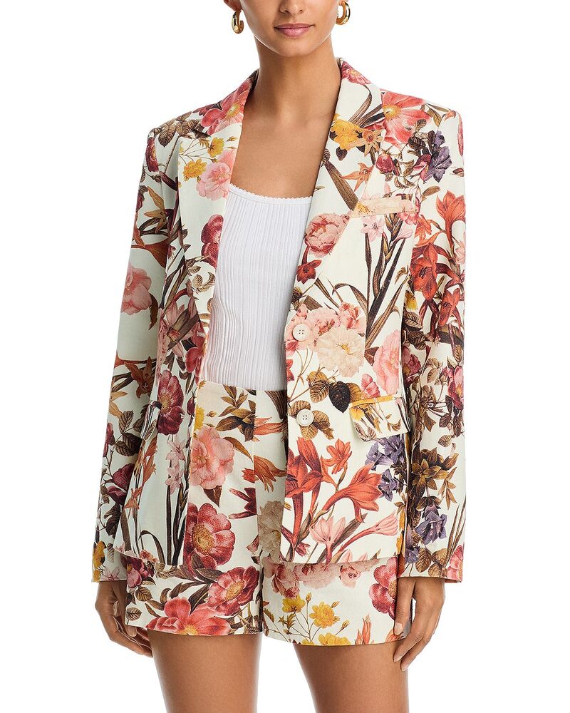 アクア レディース アウター ジャケット・ブルゾン フラワー柄 ブレザー フラワー AQUA Floral Blazer - Exclusive White Mutli ホワイト