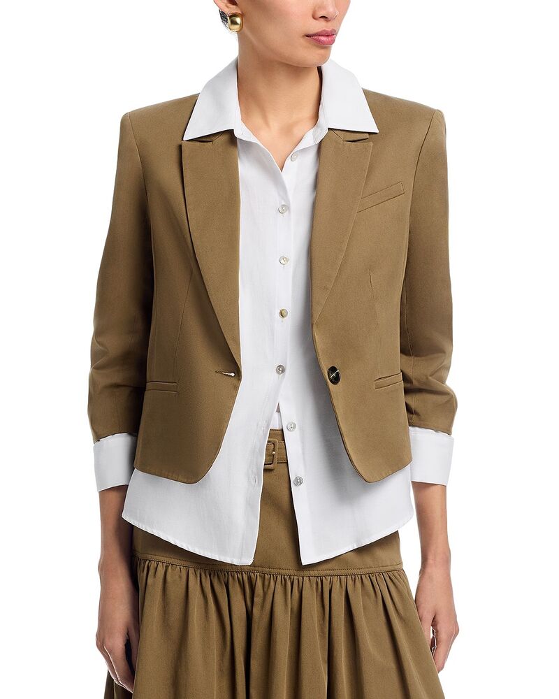 サンク セプト レディース アウター ジャケット・ブルゾン ギャザー Cinq Sept Peri Ruched Sleeve Jacket Dark Olive オリーブ|ReVida 店