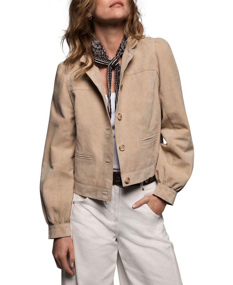 ミルトンベルベット レディース アウター ジャケット・ブルゾン スエード Mint Velvet Women'suede Puff Sleeve Jacketan タン｜ReVida 店