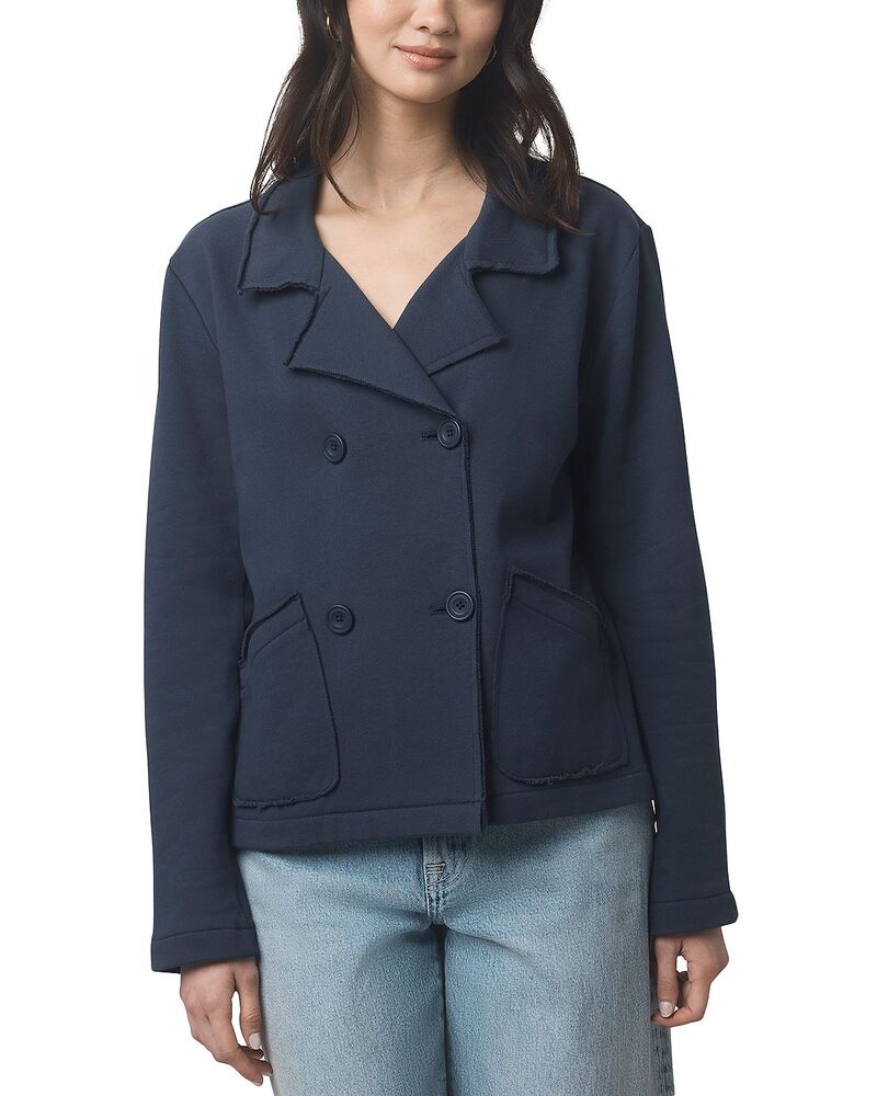 スプレンディット レディース アウター ジャケット・ブルゾン パイル ブレザー Splendid French Terry Double Breasted Blazer Ice Navy ネイビー