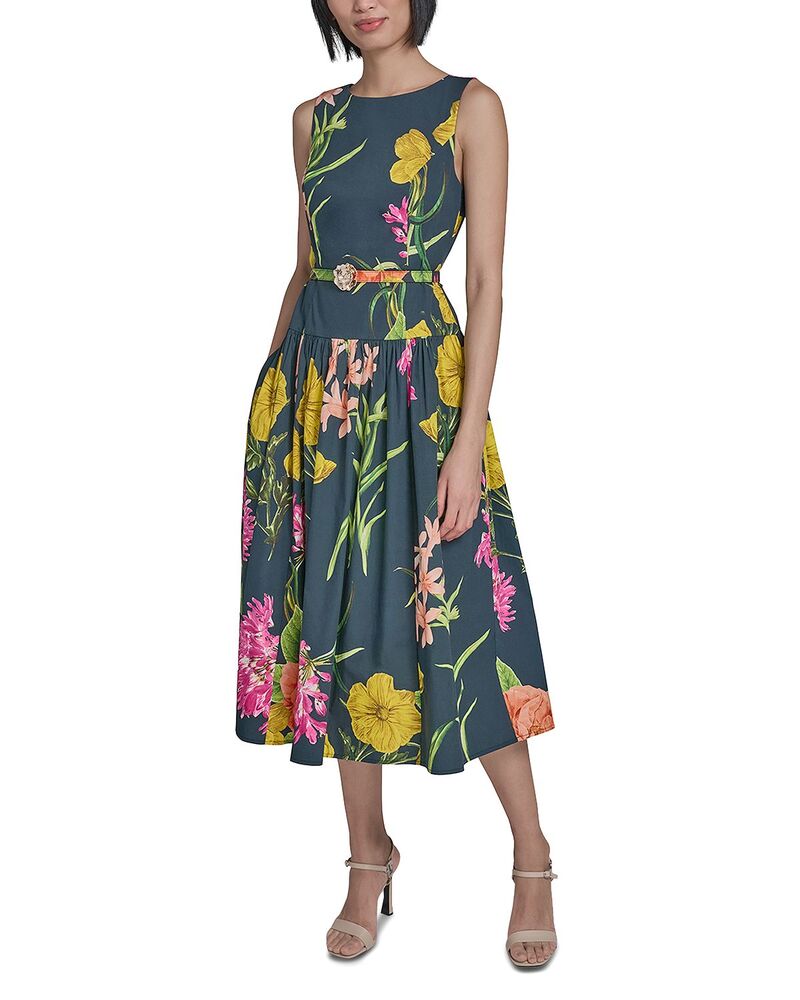 カール ラガーフェルド レディース トップス ワンピース A ライン プリント KARLAGERFELD PARIS Printed A Line Dress Marine/Pink ピンク