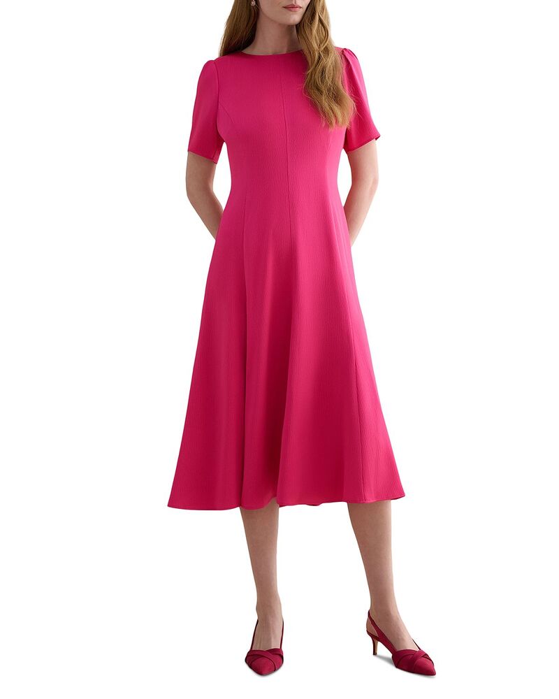 ホッブスロンドン レディース トップス ワンピース ミディ サテン HOBBS LONDON Camille Hammered Satin Midi Dress Bright Pink ピンク|ReVida 店
