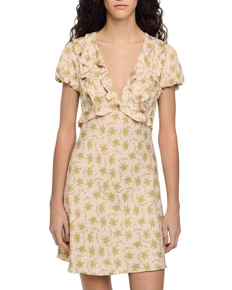 サンドロ レディース トップス ワンピース フラワー柄 プリント ミニ フラワー Sandro Louise Floral Print Mini Dress Light Pink ピンク