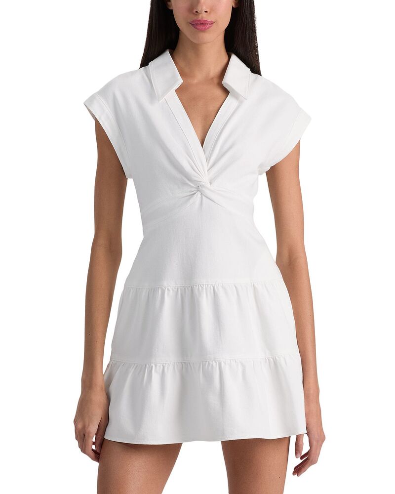アリスアンドオリビア レディース トップス ワンピース Vネック ミニ Alice and Olivia Mila Deep V Neck Twist Front Mini Dress White ホワイト
