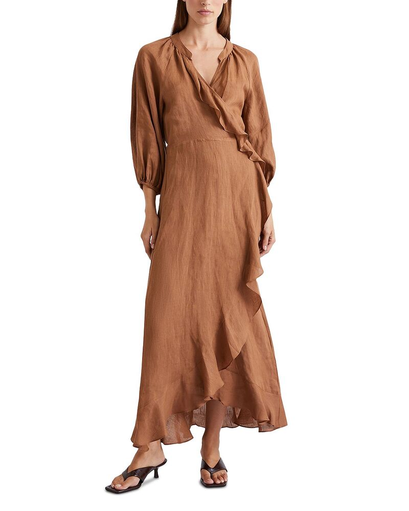 マレーラ レディース トップス ワンピース ミディ リネン Marella Gioco Linen Midi Dress Tobacco Brown ブラウン