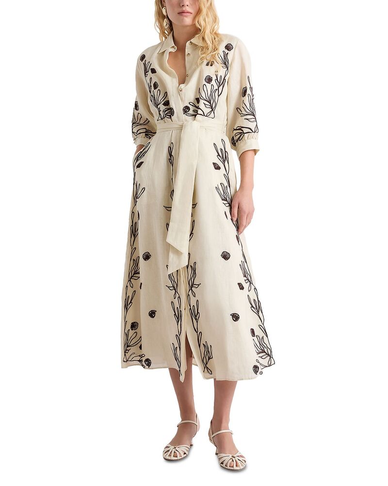 マレーラ レディース トップス ワンピース 刺繍 リネン Marella Banda Embroidered Linen Dress Cream クリーム