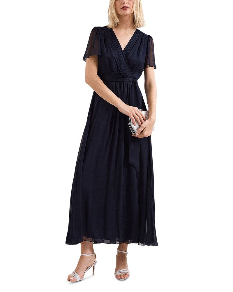 フェイズ・エイト レディース トップス ワンピース シルク マキシ Phaseight Alena Silk Maxi Dress Navy ネイビー