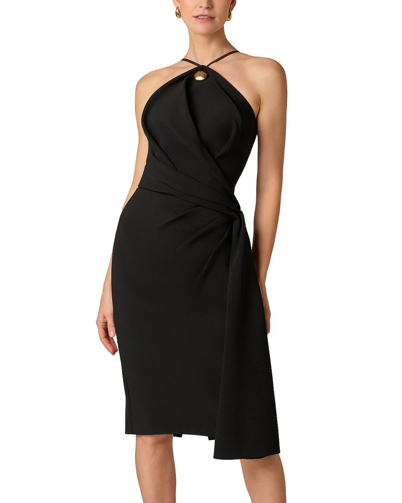 アイダンマットックス レディース トップス ワンピース クレープ ミディ Aidan Mattox Crepe Midi Dress Black ブラック｜ReVida 店
