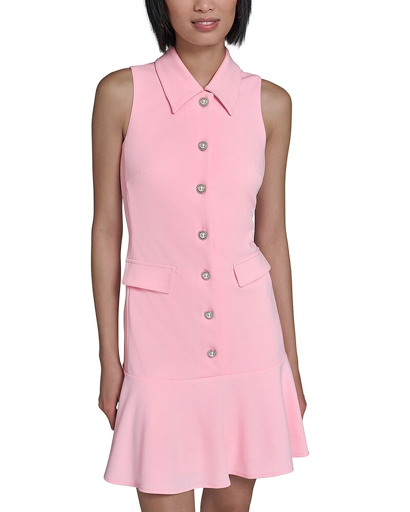 カール ラガーフェルド レディース トップス ワンピース クレープ A ライン スキューバ KARLAGERFELD PARIS Collared Scuba Crepe A Line Dress Almond Blossom