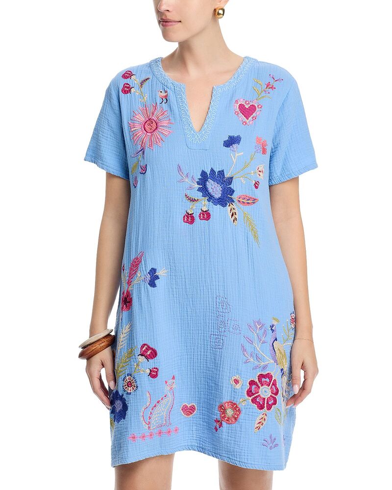 ジョニーワズ レディース トップス ワンピース Vネック Johnny Was V Neck Shift Dress Della Robbia Blue ブルー