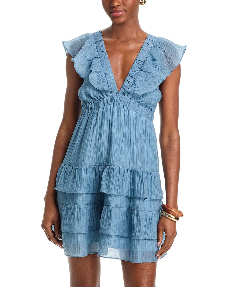 アクア レディース トップス ワンピース フリル ミニ AQUA Ruffle Mini Dress - Exclusive Slate Blue スレート 18,360円