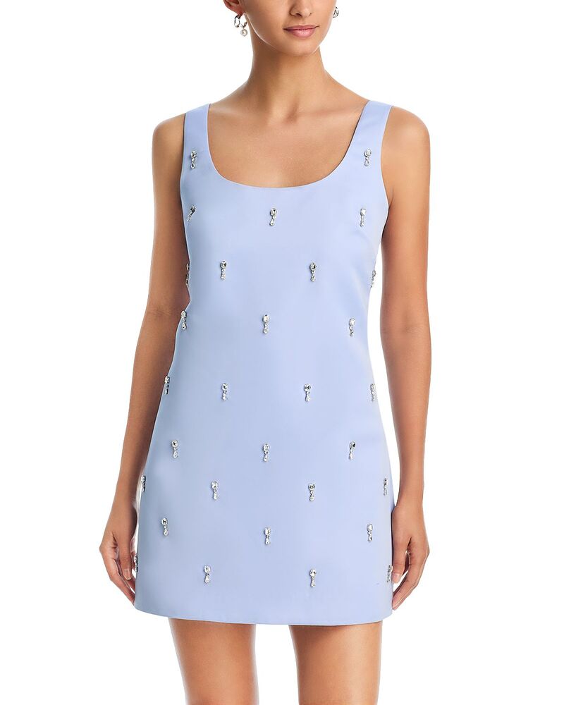 アクア レディース トップス 衣装 ミニ 繻子 AQUA Jewel Satin Mini Dress - Exclusive Sky Blue 青色 ワンピース-レディースファッション