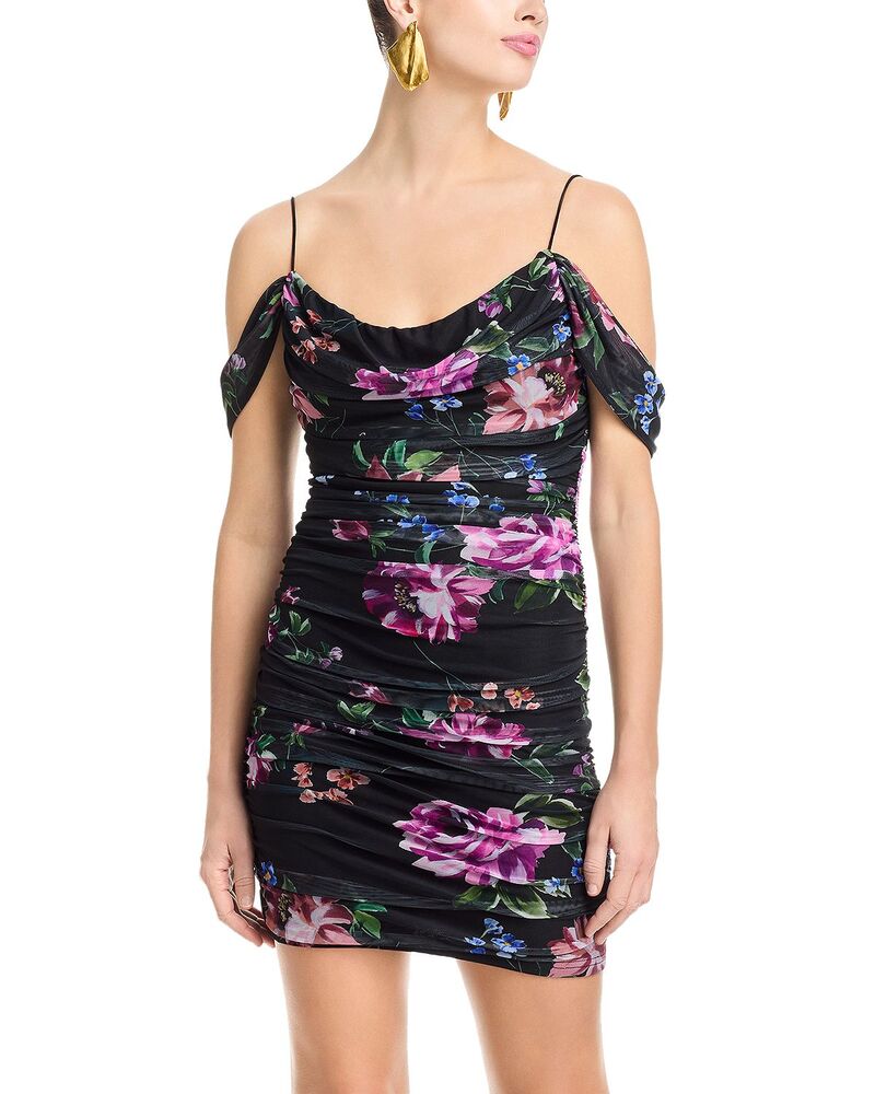アクア レディース トップス ワンピース フラワー柄 メッシュ フラワー AQUA Mesh Floral Dress - Exclusive Black/Multi ブラック