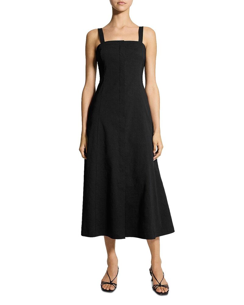 セオリー レディース トップス ワンピース ミディ Theory Square Neck Midi Dress Black ブラック