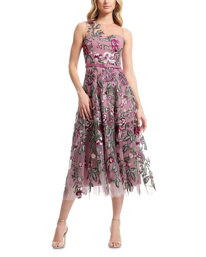 ドレスザポプレーション レディース トップス ワンピース Dress the Population Rosemary Sweetheart Belted Illusion Dress Blush Multi ブラッシュ|ReVida 店