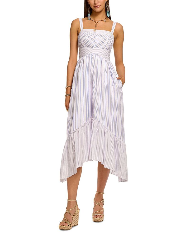 レイミー ブルック レディース トップス ワンピース Ramy Brook Nadia Handkerchief Hem Dress Blue Stripe Combo ブルー