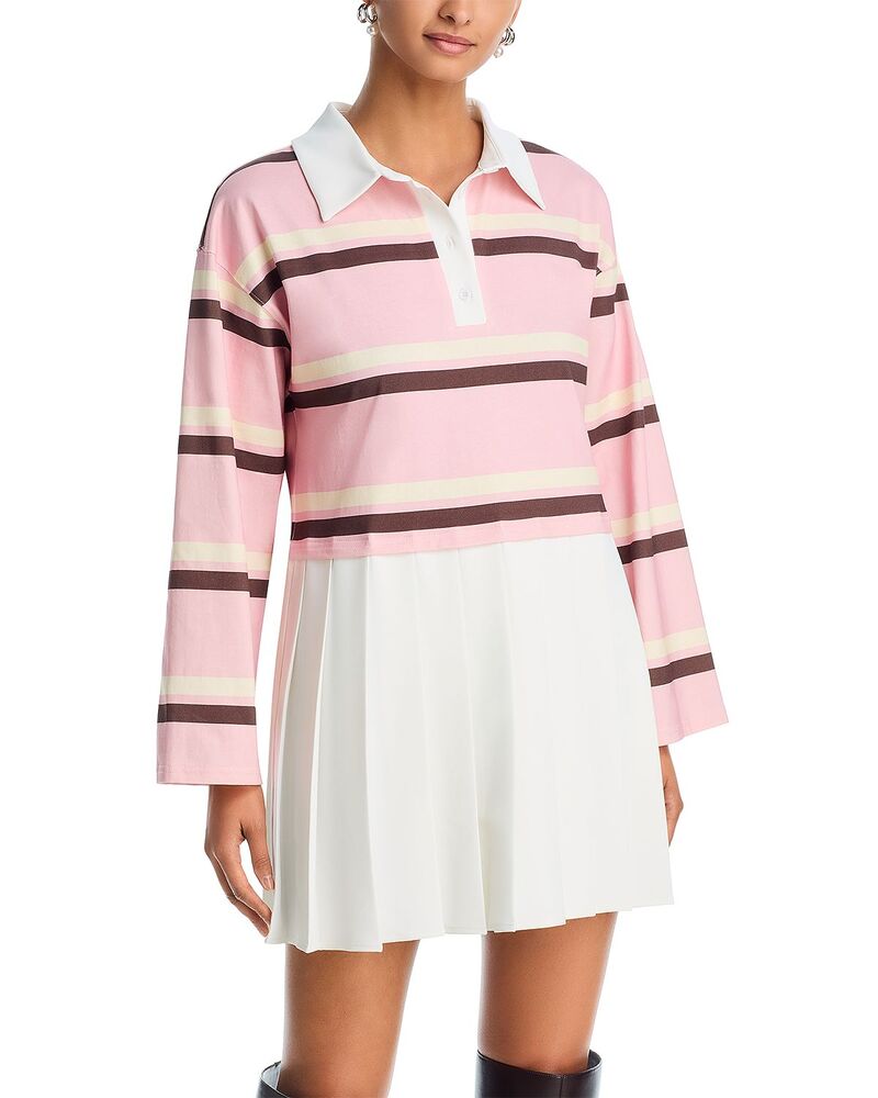 アクア レディース トップス ワンピース ミニ AQUA Multi Stripe Layered Mini Dress - Exclusive Pink Multi ピンク|ReVida 店