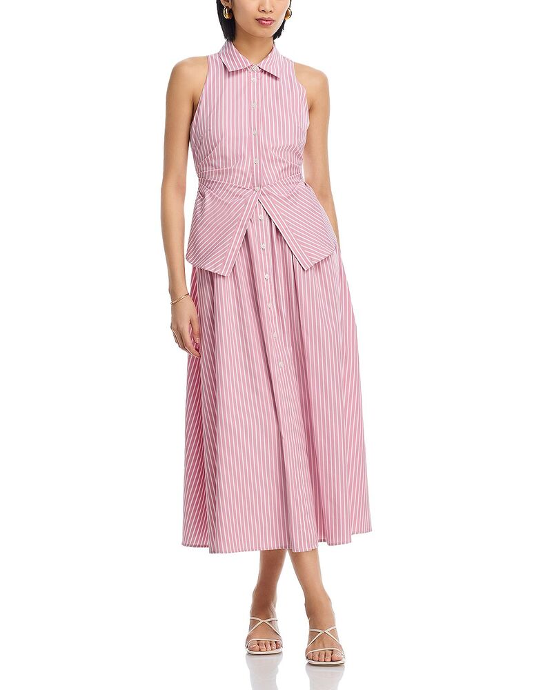タニアテイラー レディース トップス ワンピース Tanya Taylor Hannah Striped Tie Back Dress Vintage Rose/Optic White ホワイト