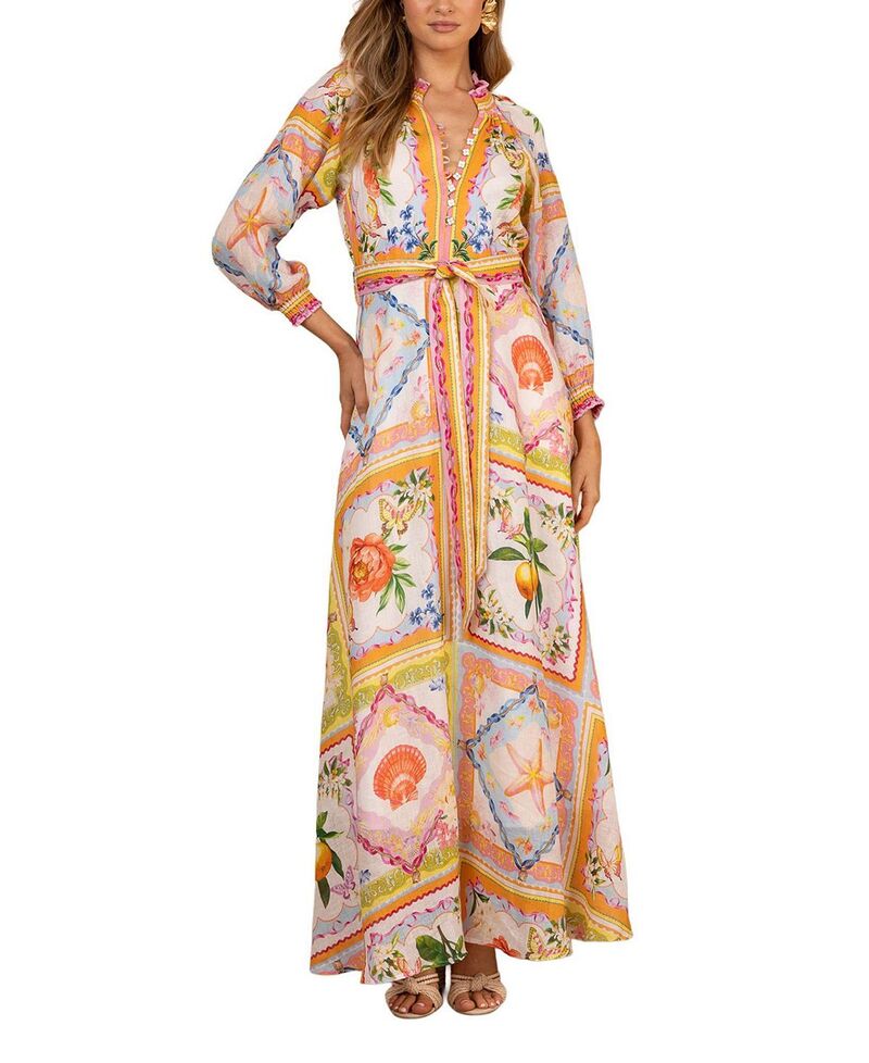 ヘイルボブ レディース トップス ワンピース リネン マキシ Hale Bob Lakelynn Linen Maxi Dress Orange オレンジ