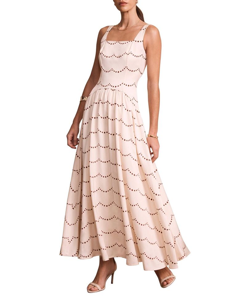 ミルトンベルベット レディース トップス ワンピース プリント ミディ Mint Velvet Women'spot Print Midi Dress within Straps Cream クリーム
