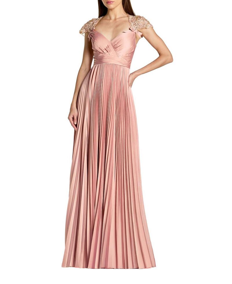 マックダガル レディース トップス ワンピース プリーツ キャップ Mac Duggal Pleated Charmeusembellished Cap Sleeve Gown Rose