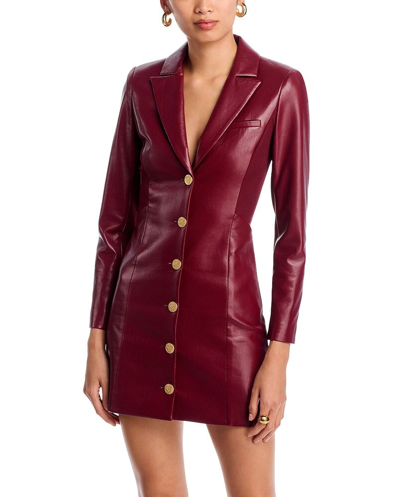 アリスアンドオリビア レディース トップス ワンピース レザー フェイクレザー Alice and Olivia Michelle Faux Leather Dress Oxblood オックスブラッド