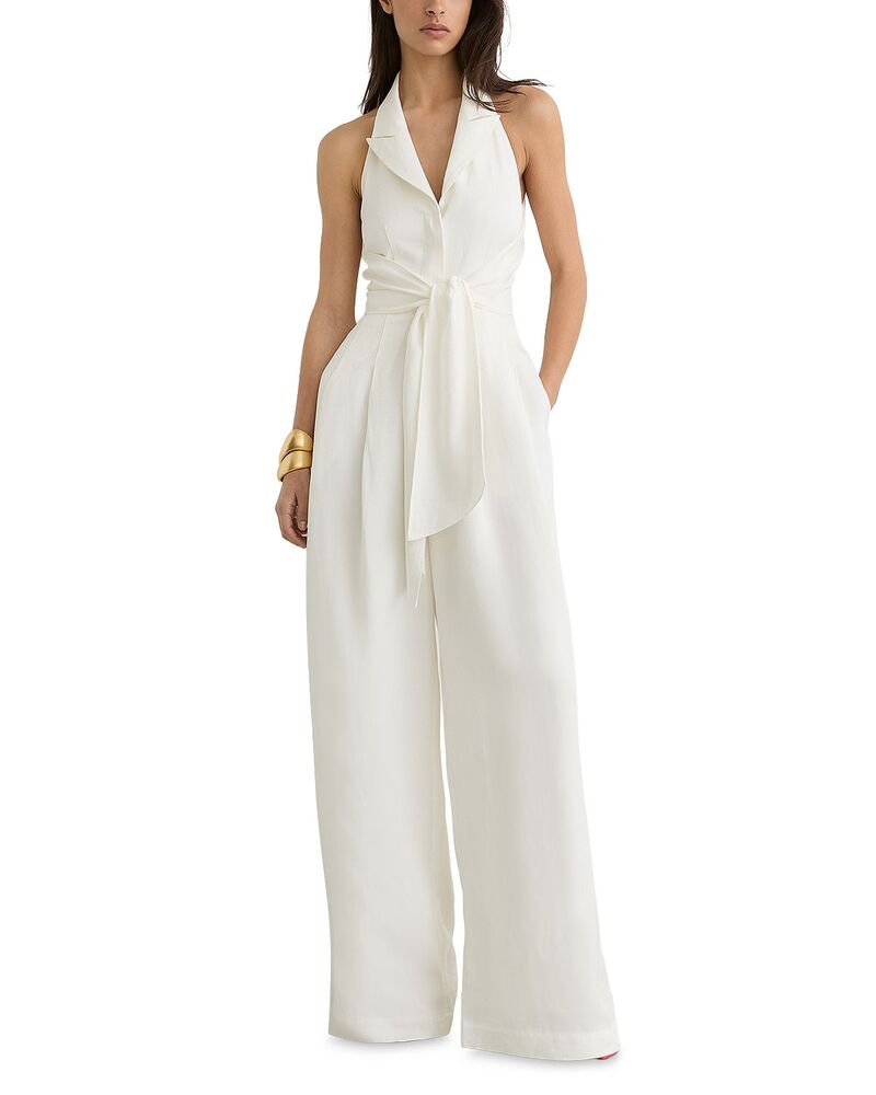 レイス レディース トップス 飛び降りる背広 REISS Taya Tie Front Jumpsuit Ivory 象牙色