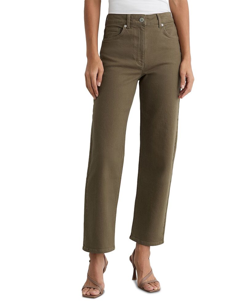 レイス レディース ボトムス デニムパンツ アンクル ジーンズ REISSelin Mid Rise Straight Ankle Jeans Khaki Green グリーン
