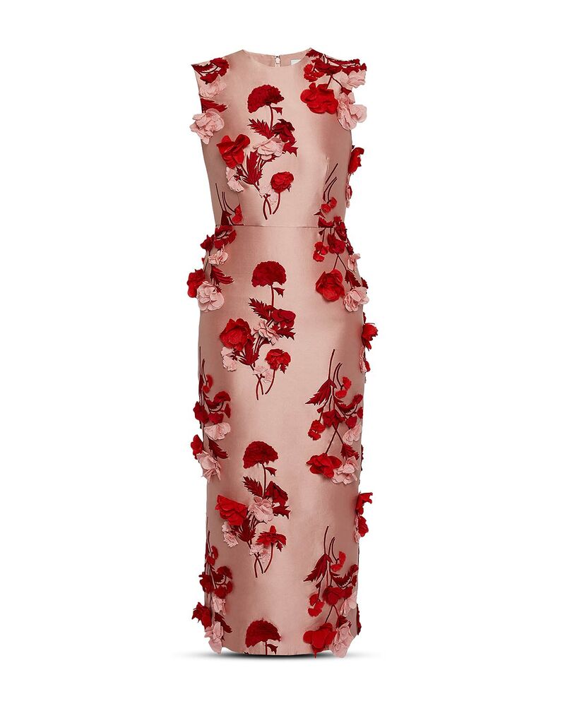 アーデム レディース トップス 衣裳 御花柄 MIDI ノースリーブ 刺しゅう 御花 Erdem Floral Embroidered Mikado Sleeveless Midi Dress Blush 毛はらい