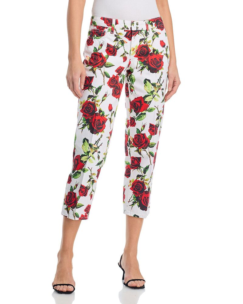 ラジャンス レディース ボトムス デニムパンツ ローライズ ジーンズ L'AGENCE Blaine Low Rise Crop Stovepipe Jeans/Red Romantic Rose White/Red Romantic Rose ホワイト｜ReVida 店 42,120円