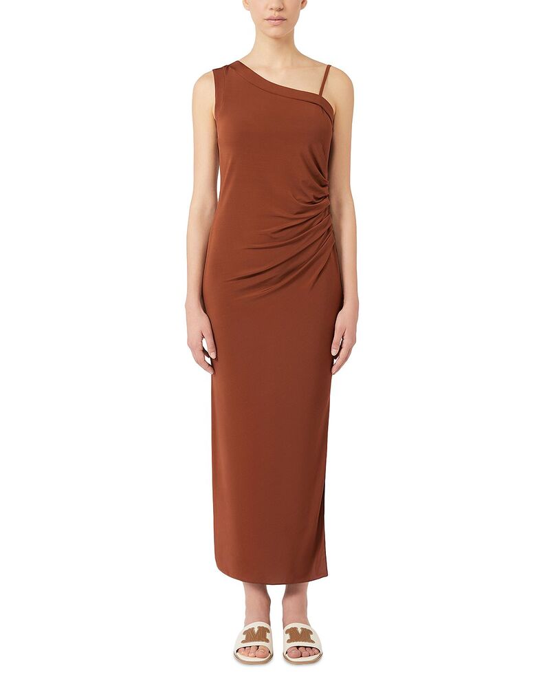 マックスマーラ レディース トップス 衣装 Max Mara Bchfiabe Chocolate One Shoulder Dress Chocolate 黒茶