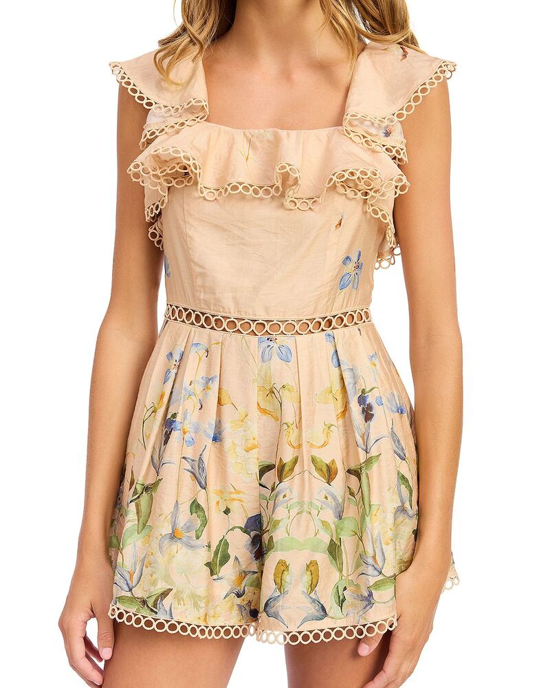 エン 時節 レディース トップス 飛び降りる背広 フラウンス ロンパース En Saison Carrera Ruffled Romper Blush Blue 青み