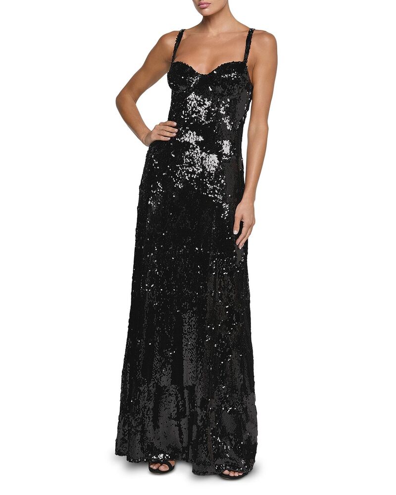 ラジャンス レディース トップス ワンピース マキシ L'AGENCE Sayla Bias Cut Embellished Maxi Dress Jet Black ブラック