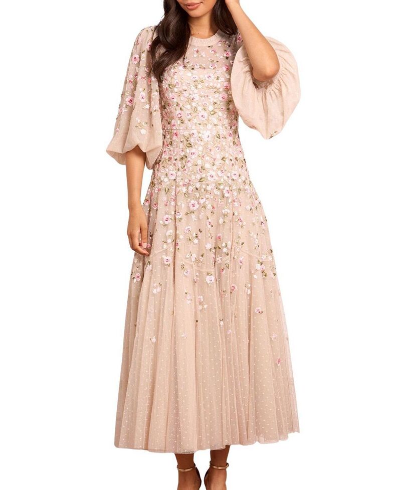 ニードルアンドスレッド レディース トップス 衣裳 アンクル Needle \u0026 Thread Sylvia Round Neck Ankle Gown Oyster/Multi マルチ色合い レディースファッション-ワンピース