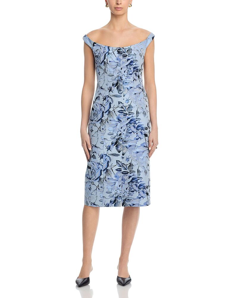 ミリー レディース トップス ワンピース フラワー柄 フラワー MILLY Floral Jacquardress Navy/white ホワイト