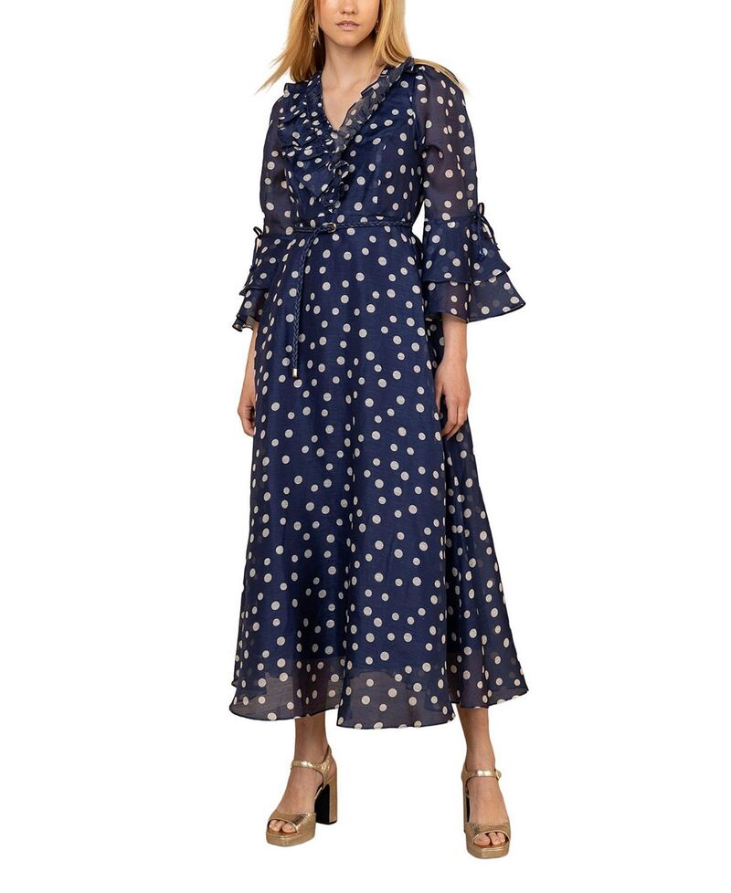 ヘイルボブ レディース トップス ワンピース マキシ Hale Bob Aiyana Organza Maxi Dress Navy ネイビー