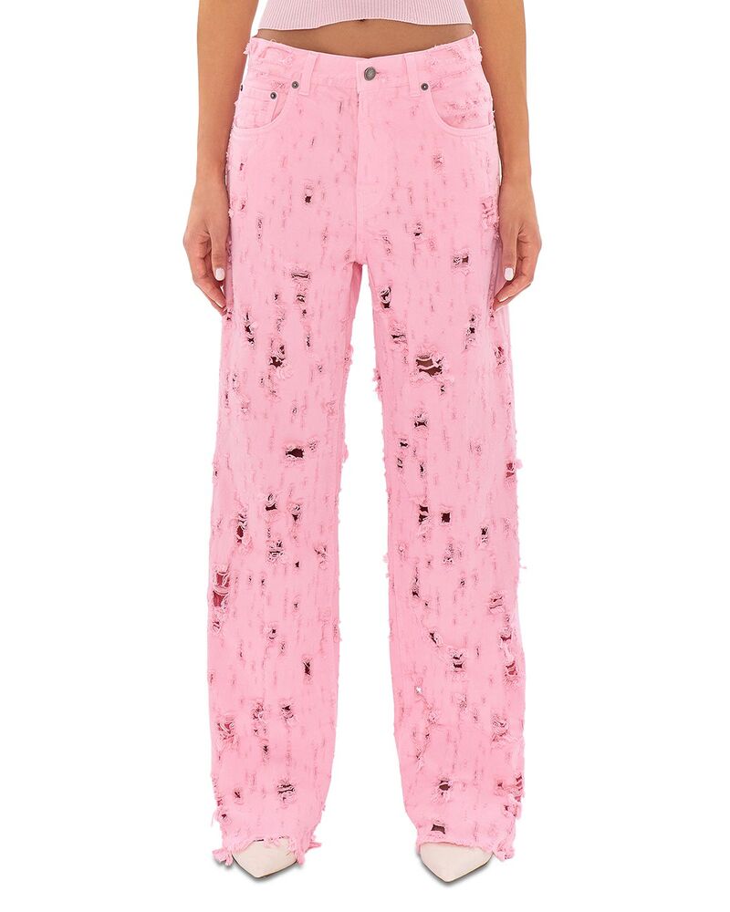 ハイクール レディース ボトムス デニムパンツ ジーンズ HAIKURE Bonnie Bull Destroyed Mid Rise Loose Jeans in Flamingo|ReVida 店