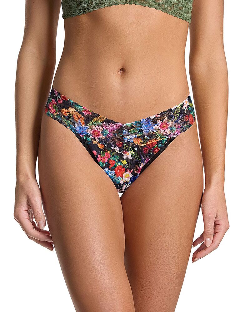 ハンキーパンキー レディース アンダー御召しもの ズボン下 刷り上げる スピード競技 Hanky Panky Printed Signature Lace Original Rise Thong Hypnotic
