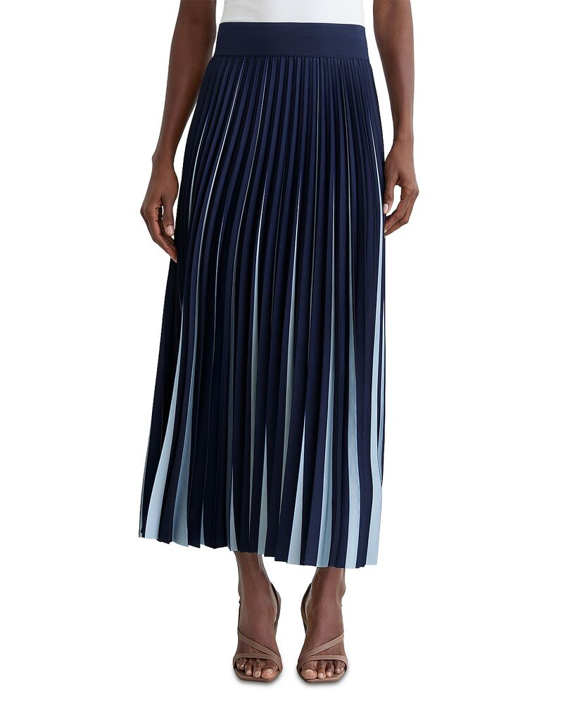 レイス レディース ボトムスカート プリーツ ミディ REISSerena Two Tone Pleated Midi Skirt Navy/Pale Blue ネイビー