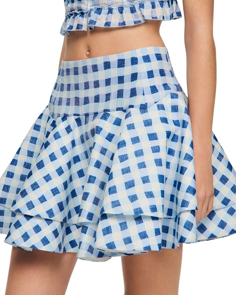 サンドロ レディース ボトムスカート ギンガムチェック ミニ ギンガム Sandrosie Ginghamini Skater Skirt Blue / White ホワイト｜ReVida 店
