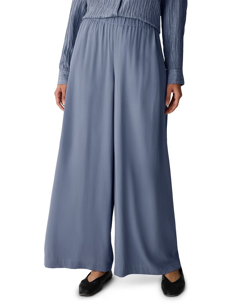 エイリーンフィッシャー レディース ボトムス カジュアルパンツ クレープ ジョーゼット シルク アンクル Eileen Fisher Silk Georgette Crepe Wide Ankle Pants Flint｜ReVida 店