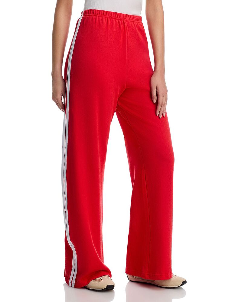 アクア レディース ボトムス 心地好いズボン下 ワイドレッグ スウェットパンツ AQUA Simone Side Stripe Wide Leg Sweatpants - Exclusive Red/ White 白いこと
